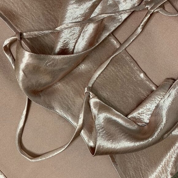 Women’s Y2K Go Girl Go Tank Top Blouse Cowl Neck Satin Pink T-strap back Small - Picture 13 of 16